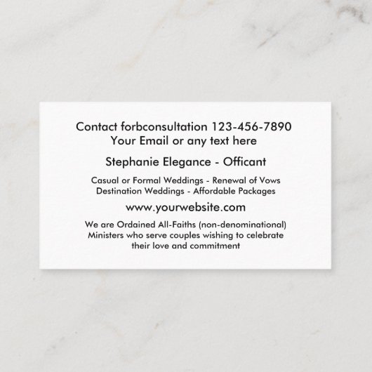 Hochzeitskarten Visitenkarte (Rückseite)