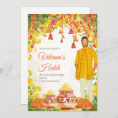 Hochzeitskarten von Haldi und indische Hochzeitska Einladung (Vorne/Hinten)