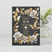 Hochzeitskartenschmetterlinge Einladung (Stehend Vorderseite)