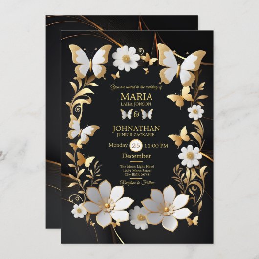 Hochzeitskartenschmetterlinge Einladung (Vorne/Hinten)