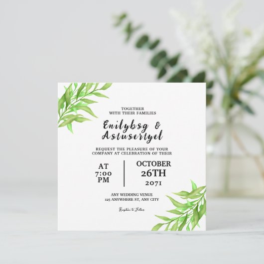 Hochzeitskartentabelle auf Platz Einladung (Stehend Vorderseite)