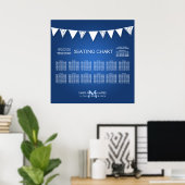 Hochzeitskartentabelle Liebe Bunting Monogram Blue Poster (Heimbüro)