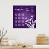 Hochzeitskartentabelle Mohn Lila Poster (Küche)