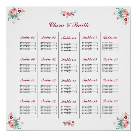 Hochzeitskartentabelle Poster (Vorderseite)