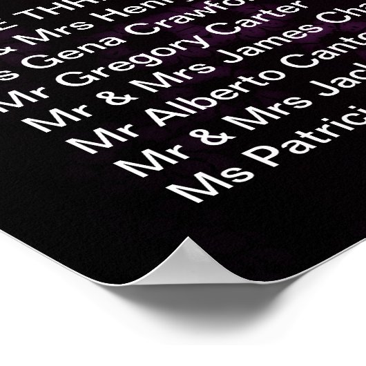 Hochzeitskartentabelle Poster Lila Vintag (Ecke)