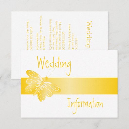 Hochzeitskartentasche Gelber Schmetterling Begleitkarte (Vorne/Hinten)