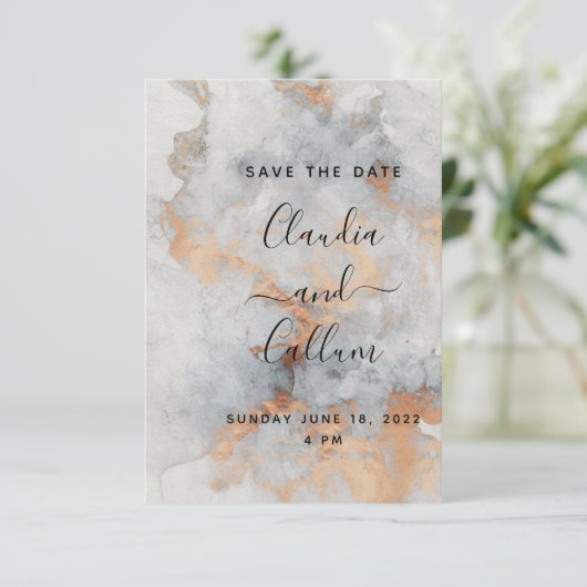 Hochzeitskartentuch aus Kupfer speichert die Datum Save The Date (Stehend Vorderseite)