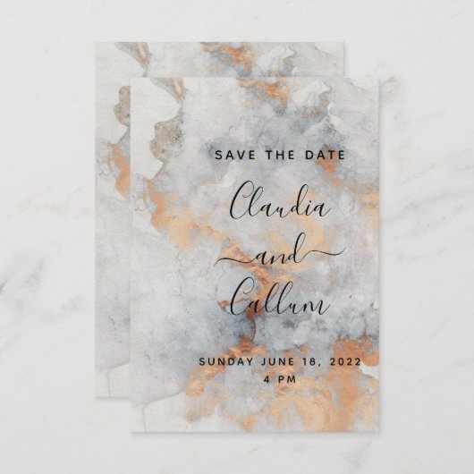 Hochzeitskartentuch aus Kupfer speichert die Datum Save The Date (Vorne/Hinten)