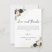 Hochzeitskartons mit rosa Blütenfarbe Dankeskarte (Vorderseite)