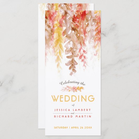 Hochzeitskaskadeln fallen Reben Aquarell Programm (Vorne/Hinten)