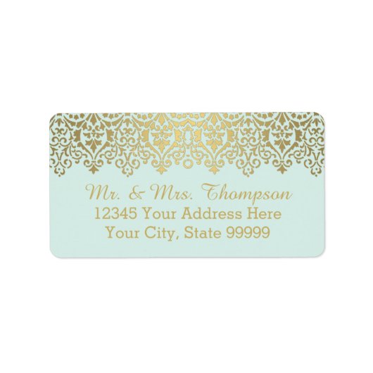 Hochzeitskassette Vintag Golden Lace Elegant Adressaufkleber (Vorne)