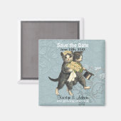 Hochzeitskatzen Das Datum Magnete speichern - Aqua Magnet (Vorderseite/Rückseite)
