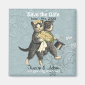 Hochzeitskatzen Das Datum Magnete speichern - Aqua Magnet (Vorne)