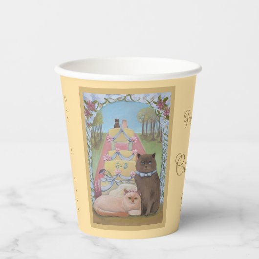 Hochzeitskatzen - das Personalisierte faule Paar Pappbecher (Vorderseite)