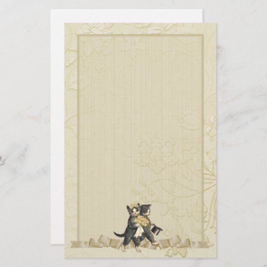 Hochzeitskatzen - Elfenbein Briefpapier (Vorne/Hinten)