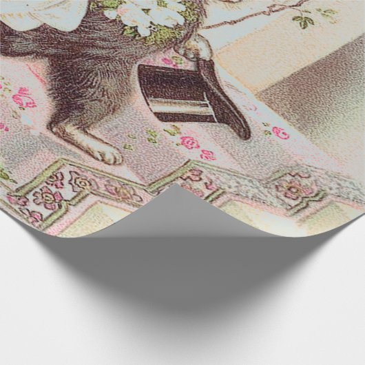 Hochzeitskatzen hellblau geschenkpapier (Ecke)