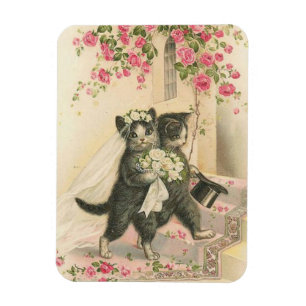 Hochzeitskatzen im Vintage-Stil, Magnet
