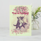 Hochzeitskatzengrün Einladung (Stehend Vorderseite)