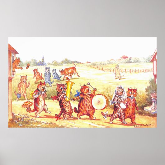 HochzeitskatzIllustration von Louis Wain Poster (Vorne)