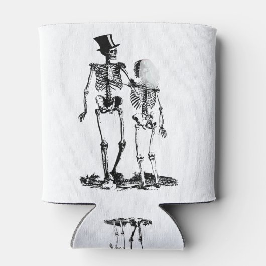 Hochzeitskelett Vintage Image in Schwarz Dosenkühler (Rückseite)