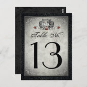 Hochzeitskelette Schwarzes Grau & Herz Tischnummer (Vorne/Hinten)