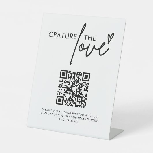 Hochzeitskennzeichen des Liebe-Fotos QR-Code-Zeich Sockelschild (Vorderseite)