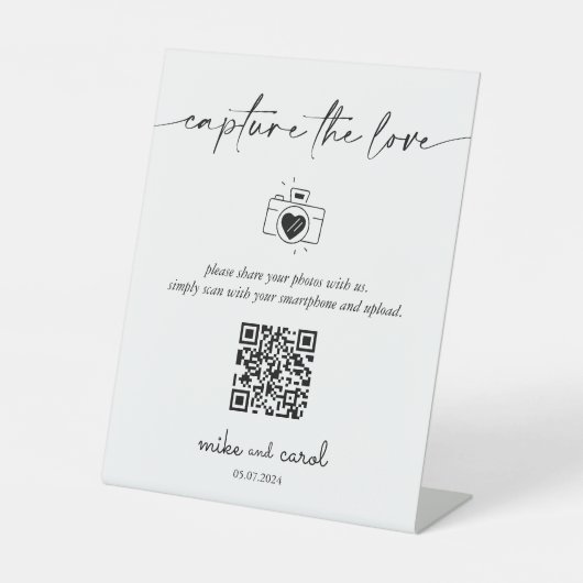Hochzeitskennzeichen des Liebe-Fotos QR-Code-Zeich Sockelschild (Vorderseite)
