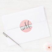 Hochzeitskennzeichen für Monogramm und Namen Rosa Runder Aufkleber (Umschlag)