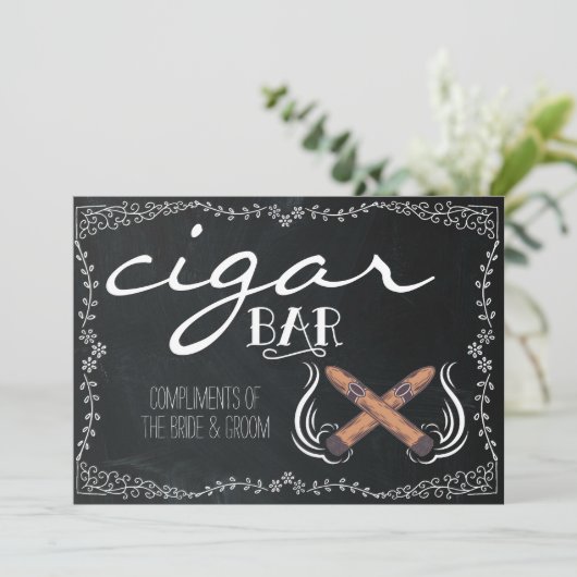 Hochzeitskhalkboard-Zeichen | Zigarre Bar (Stehend Vorderseite)