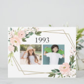 Hochzeitskinder Fotos Rosa Blütenblüte Einladung (Stehend Vorderseite)