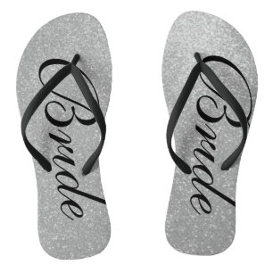 Hochzeitskippen für Brautpaare am Silver Glitzer Badesandalen