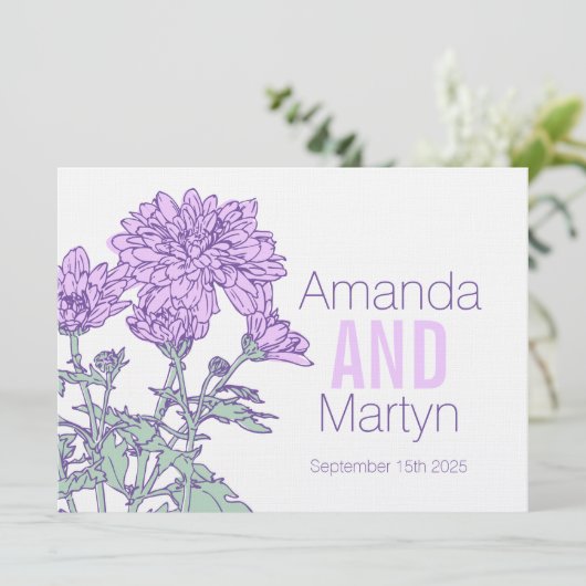 Hochzeitskirsche lila Hochzeit einladen Einladung (Stehend Vorderseite)