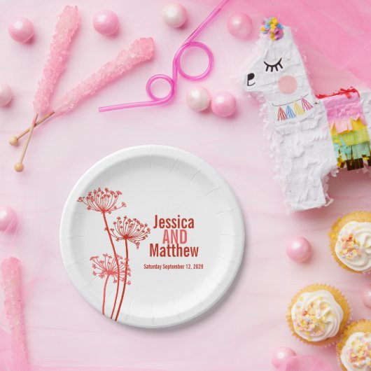 Hochzeitskirsche, moderne Blume Pappteller (Party)