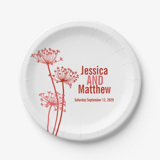 Hochzeitskirsche, moderne Blume Pappteller (Vorderseite)