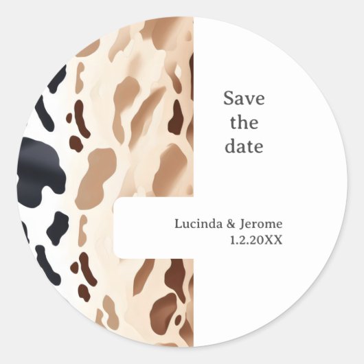 Hochzeitskittel Save the Date drucken Runder Aufkleber (Vorderseite)