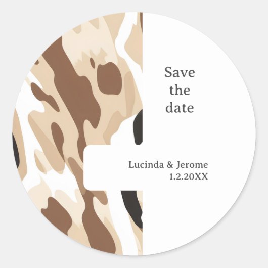 Hochzeitskittel Save the Date drucken Runder Aufkleber (Vorderseite)