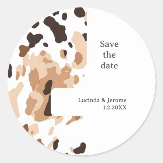 Hochzeitskittel Save the Date drucken Runder Aufkleber (Vorderseite)