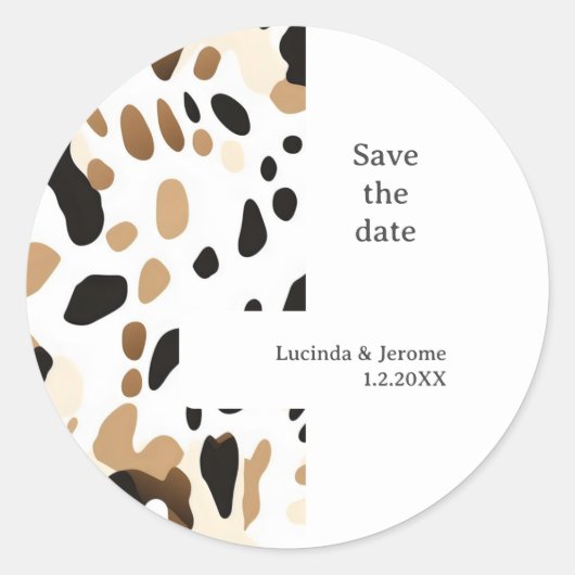 Hochzeitskittel Save the Date drucken Runder Aufkleber (Vorderseite)
