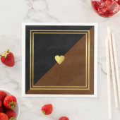 Hochzeitsklasse Elegant Braun Schwarzes Liebe Herz Serviette (Beispiel)