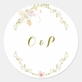 Hochzeitsklassiker Vintager Blumenzauber Runder Aufkleber