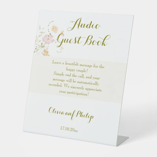 Hochzeitsklassiker Vintager Blumenzauber Sockelschild (Vorderseite)