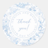 Hochzeitskleber für Blauporzellan Runder Aufkleber (Vorderseite)