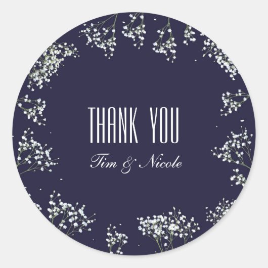Hochzeitskleber für Gipskraut und Blues Runder Aufkleber (Vorderseite)