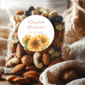 Hochzeitskleber für Sonnenblumen Runder Aufkleber