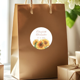 Hochzeitskleber für Sonnenblumen Runder Aufkleber