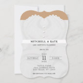 Hochzeitskleid Anzug & Bowtie QR-Code Einladung (Vorderseite)