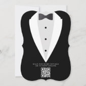 Hochzeitskleid Anzug & Bowtie QR-Code Einladung (Rückseite)