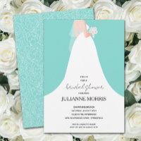 Hochzeitskleid auf türkisfarbenem Brautparty