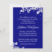 Hochzeitskleid, Blüte auf Marineblau, Brautparty Einladung (Rückseite)