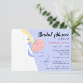 Hochzeitskleid & Bouquet - 3x5 Brautparty Einladun Einladung (Stehend Vorderseite)